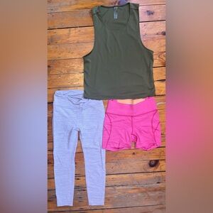 Outdoor Voices Full Length Leggings(S) & Warmup 5” Shorts(S) & Top(S) Bundle